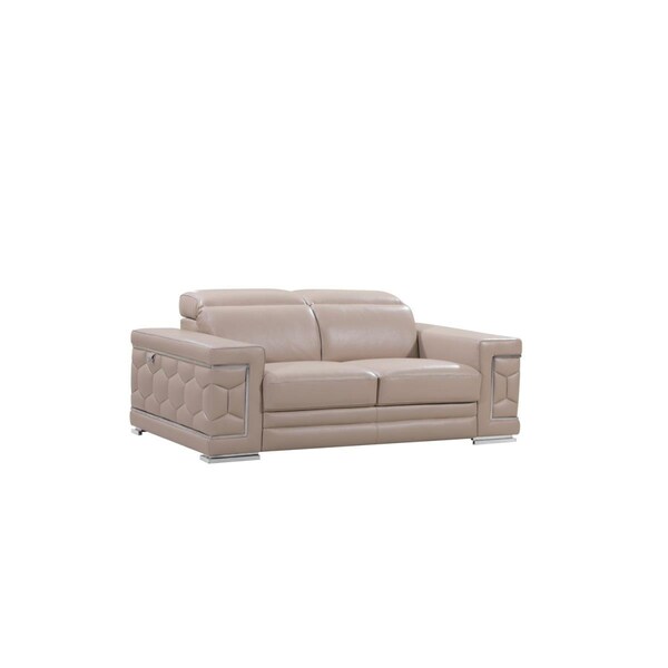 Gfancy Fixtures 29-38 in. Modern Beige Leather Loveseat - GF3082558
