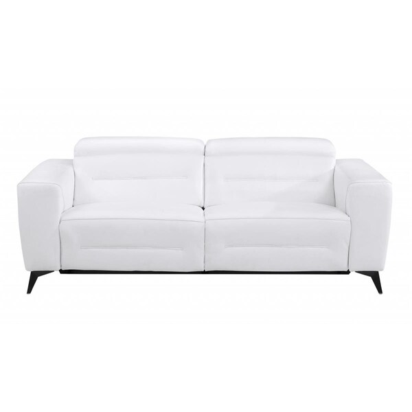 Gfancy Fixtures 83 in. Italian Leather Reclining Sofa, White - GF3103479