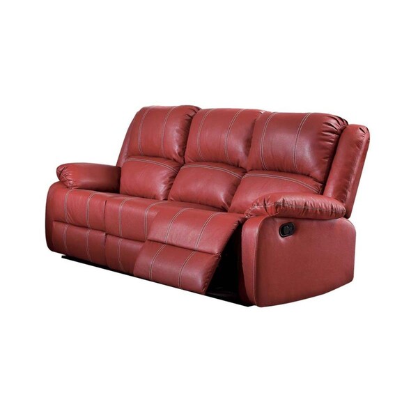 Gfancy Fixtures 39 x 81 x 40 in. Red PU Upholstery Metal Reclining Mechanism Motion Sofa - GF3097497