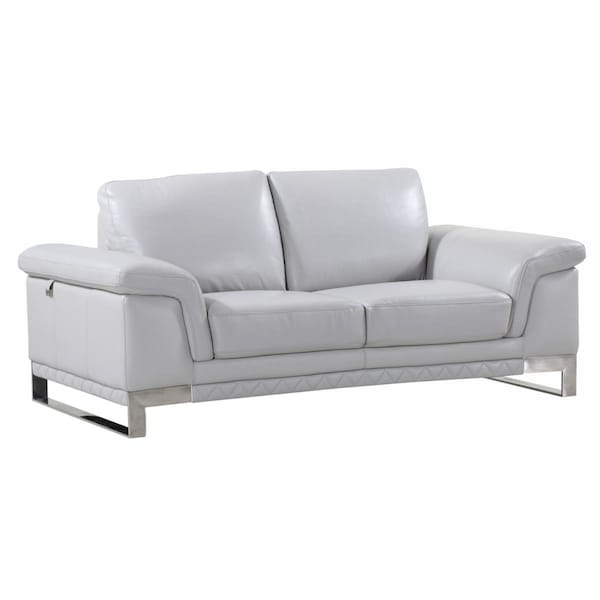 Kd Estanteria Lovely Leather Loveseat, Light Grey - 32 in. - KD3091767