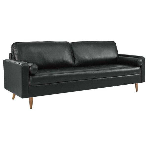 Modway Furniture 88 in. Valour Leather Sofa, Black - EEI-5871-BLK