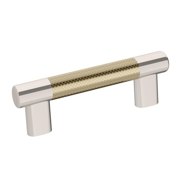 Amerock Esquire 3 in & 3-3/4 in 76mm &96 mm Center-to-Center Polished Nickel/Golden Champagne Cabinet Pull - BP36557PNBBZ