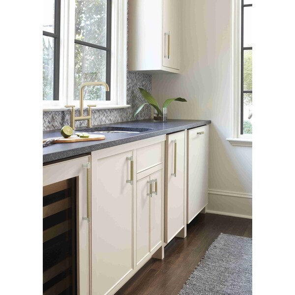 Amerock Esquire 3 in & 3-3/4 in 76mm &96 mm Center-to-Center Polished Nickel/Golden Champagne Cabinet Pull - BP36557PNBBZ