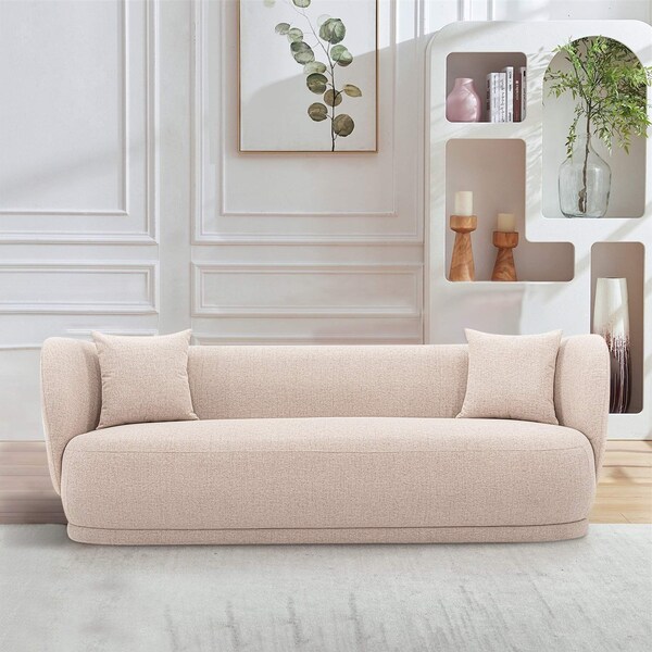 Manhattan Comfort Contemporary Siri Linen 92.52 Sofa with Pillows in Wheat - SF010-WT