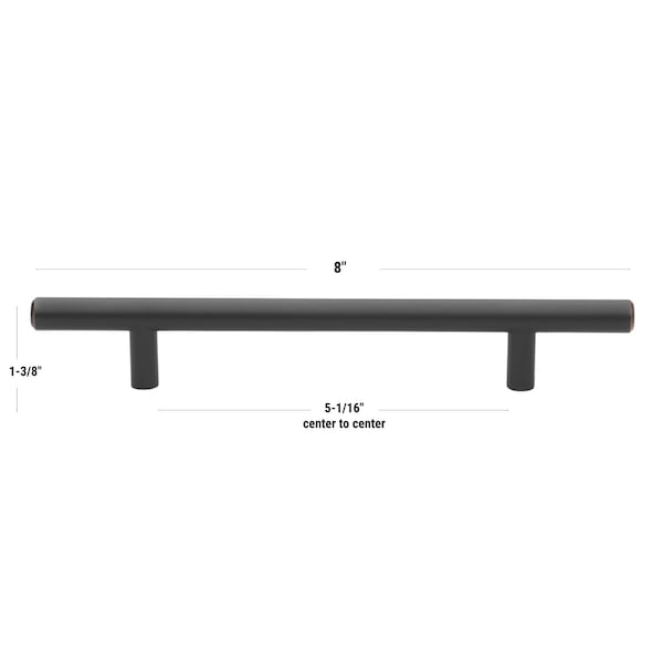 Gliderite Hardware 5-1/16 in. Center to Center Oil Rubbed Bronze Solid Steel Bar Pull - 5008-128-ORB, 5PK - 5008-128-ORB-5