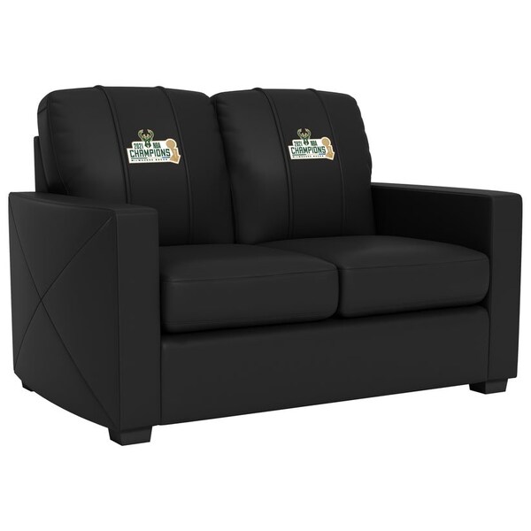 Dreamseat Silver Loveseat with Milwaukee Bucks 2021 Champions Logo - XZ7759003LSCDBK-PSNBA31053