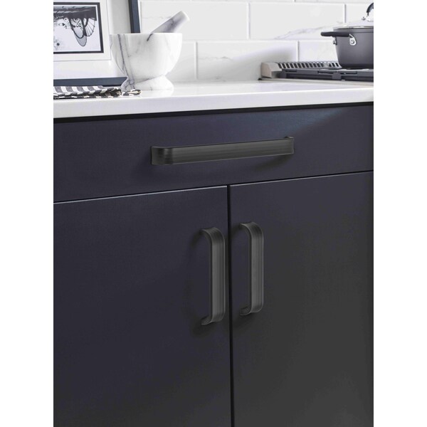 Amerock Concentric 5-1/16 in 128 mm Center-to-Center Matte Black Cabinet Pull - BP36813MB
