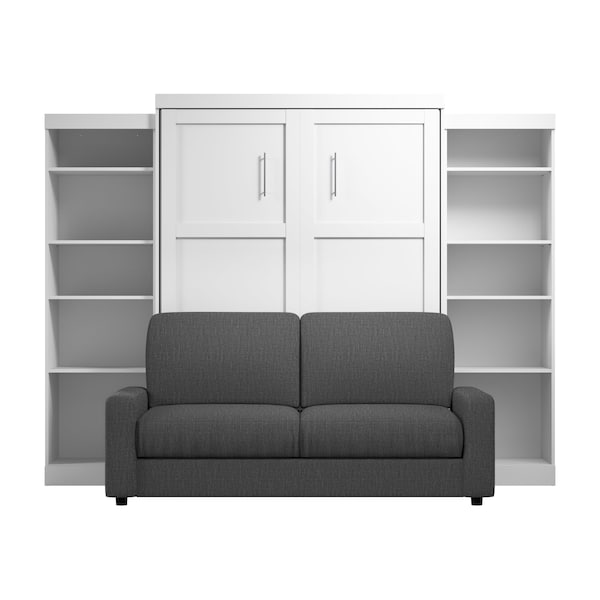 Bestar Pur Queen Murphy Bed, Two Storage Units And A Sofa 115 in - 26783-000017