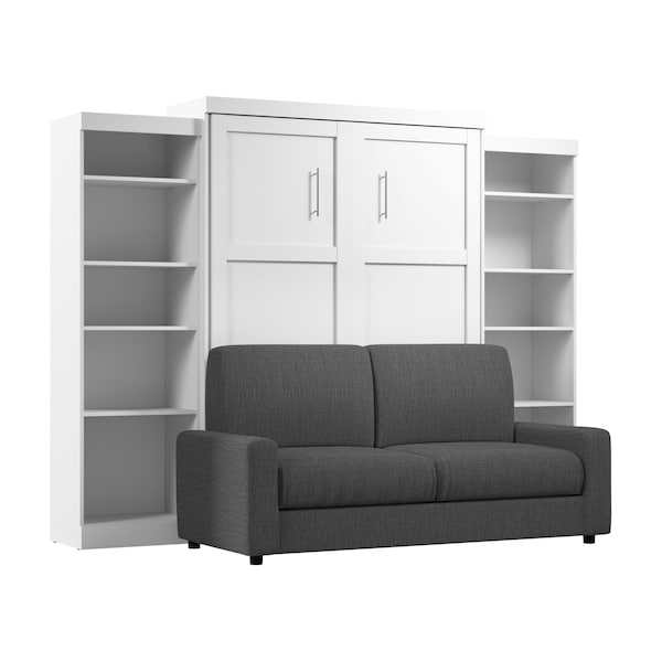 Bestar Pur Queen Murphy Bed, Two Storage Units And A Sofa 115 in - 26783-000017