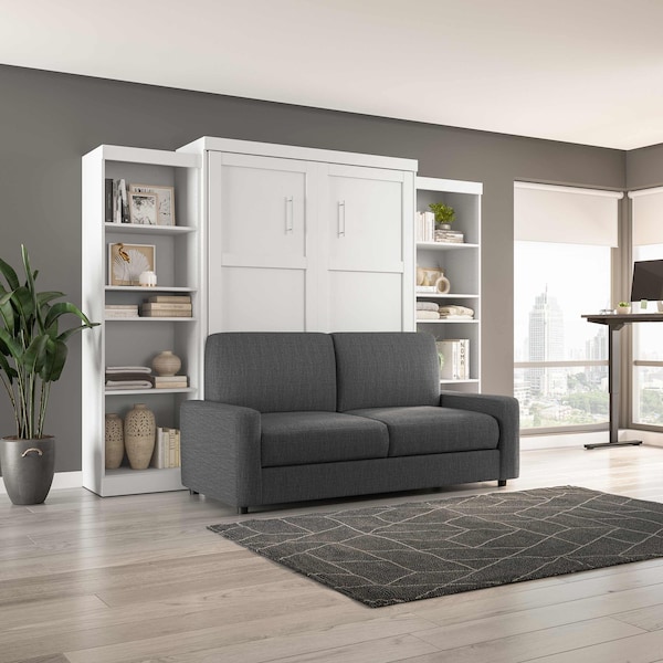 Bestar Pur Queen Murphy Bed, Two Storage Units And A Sofa 115 in - 26783-000017