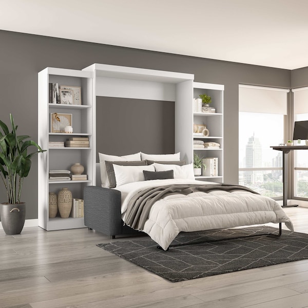 Bestar Pur Queen Murphy Bed, Two Storage Units And A Sofa 115 in - 26783-000017