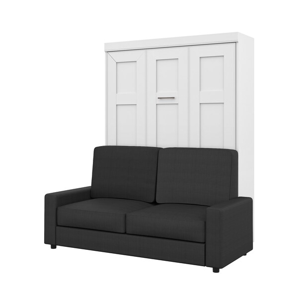 Bestar Edge 78W Queen Murphy Bed and a Sofa, White - 70721-000017