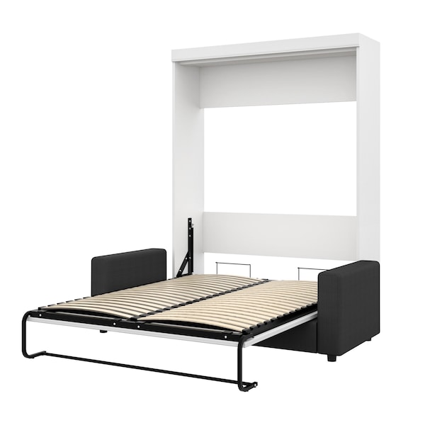 Bestar Edge 78W Queen Murphy Bed and a Sofa, White - 70721-000017