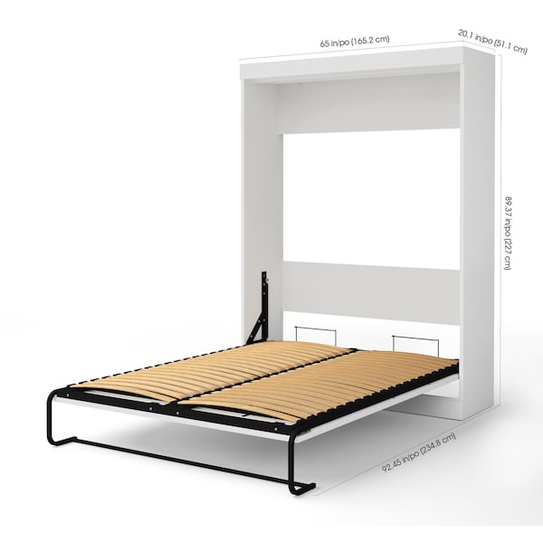 Bestar Edge 78W Queen Murphy Bed and a Sofa, White - 70721-000017