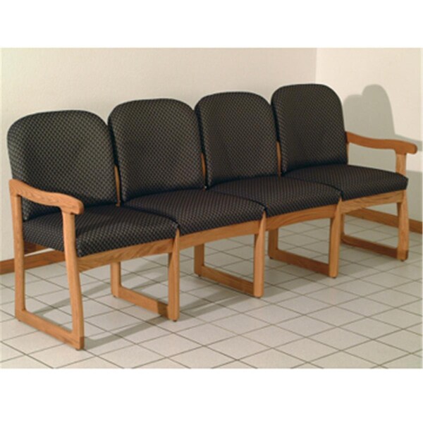 Wooden Mallet Prairie Four Seat Sofa in Medium Oak - Arch Slate - DW8-4MOAS