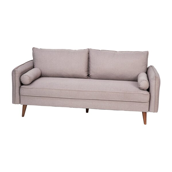 Flash Furniture Taupe Faux Linen Sofa with Wooden Legs - IS-VS100-BR-GG