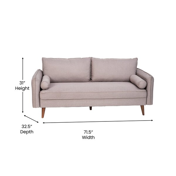 Flash Furniture Taupe Faux Linen Sofa with Wooden Legs - IS-VS100-BR-GG