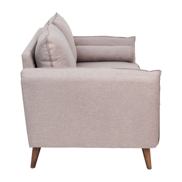 Flash Furniture Taupe Faux Linen Sofa with Wooden Legs - IS-VS100-BR-GG