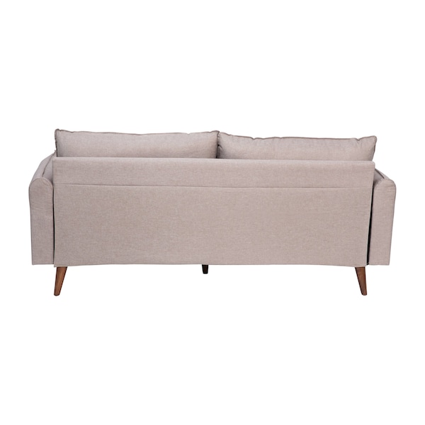 Flash Furniture Taupe Faux Linen Sofa with Wooden Legs - IS-VS100-BR-GG