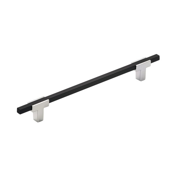 Amerock Urbanite 7-9/16 in 192 mm Center-to-Center Polished Chrome/Brushed Matte Black Cabinet Pull - BP77819226BMB