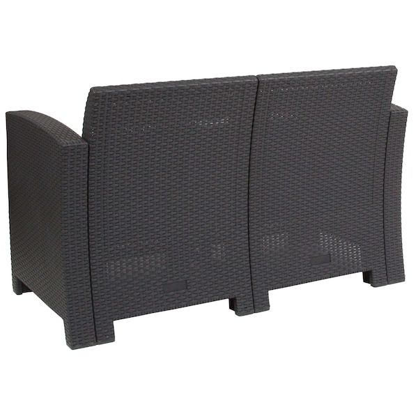 Flash Furniture Dk Gray Rattan Loveseat w/ All-Weather Cushions - DAD-SF2-2-DKGY-GG