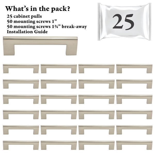 Designperfect 3-3/4'' Center-to-Center Bar Pull, 25PK - DPA25S103SNB