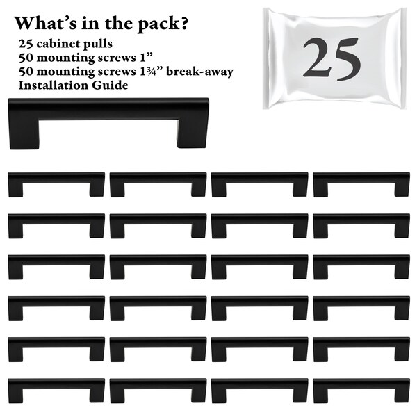 Designperfect 3-3/4'' Center-to-Center Bar Pull, 25PK - DPA25S103BLK