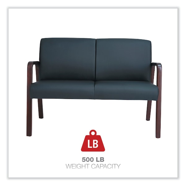Alera Reception Lounge WL Series Loveseat, 44.88" x 26.13" x 33", Black - RL LOVESEAT