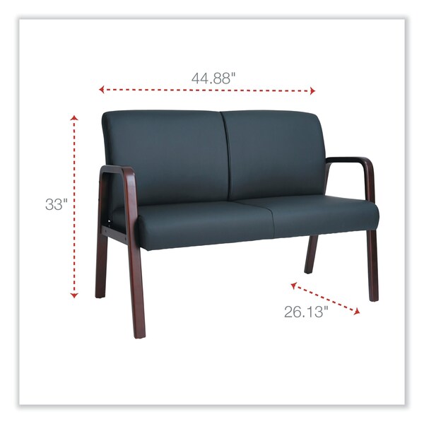 Alera Reception Lounge WL Series Loveseat, 44.88" x 26.13" x 33", Black - RL LOVESEAT