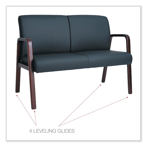 Alera Reception Lounge WL Series Loveseat, 44.88" x 26.13" x 33", Black - RL LOVESEAT