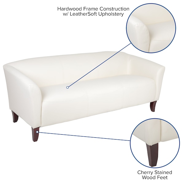 Flash Furniture Sofa, 29" x 29", Upholstery Color: White - 111-3-WH-GG
