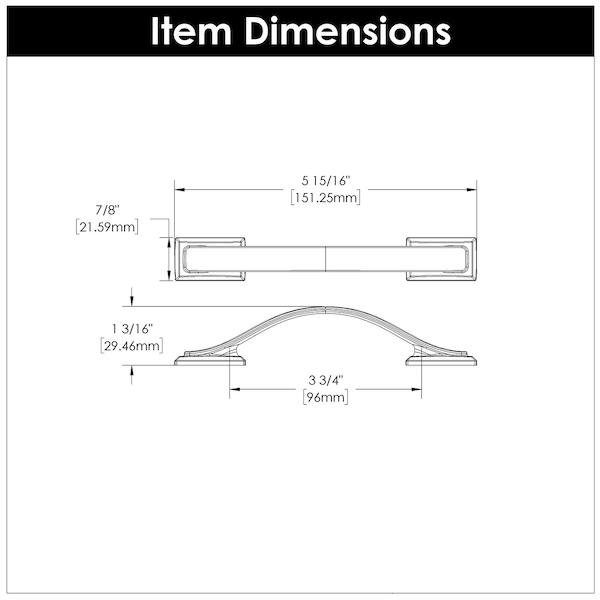 Hickory Hardware Dover Collection Pull 3-3/4 Inch 96mm Center to Center Matte Black Finish - H078771MB