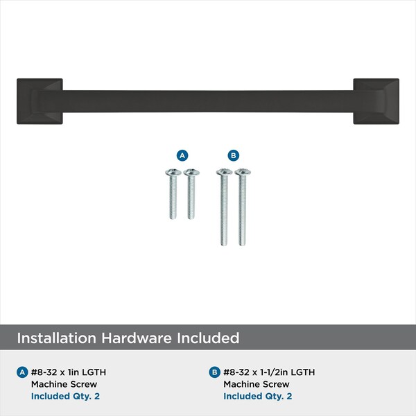 Amerock Ville 6-5/16 in 160 mm Center-to-Center Matte Black Cabinet Pull - BP36777FB