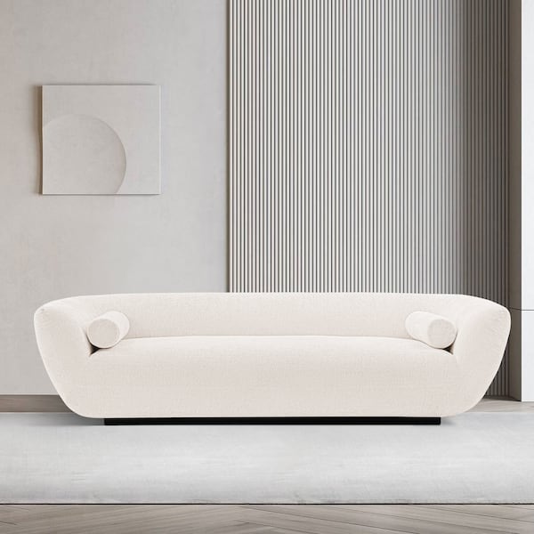 Manhattan Comfort Contemporary Ulka Boucle Sofa with Pillows in Cream - SF011-CR