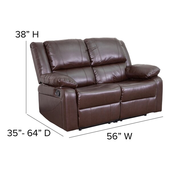 Flash Furniture Loveseat, 35" to 64" x 38", Upholstery Color: Brown - BT-70597-LS-BN-GG