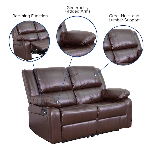 Flash Furniture Loveseat, 35" to 64" x 38", Upholstery Color: Brown - BT-70597-LS-BN-GG