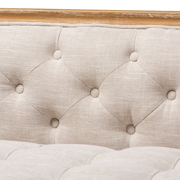Baxton Studio Agnes Beige Linen Upholstered and White-Washed Oak Wood Sofa - 152-9385