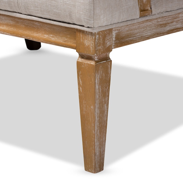 Baxton Studio Agnes Beige Linen Upholstered and White-Washed Oak Wood Sofa - 152-9385