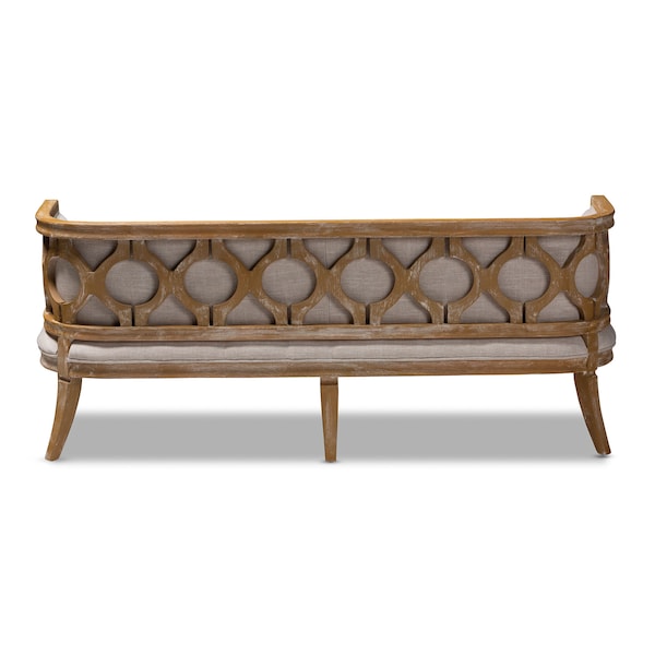 Baxton Studio Agnes Beige Linen Upholstered and White-Washed Oak Wood Sofa - 152-9385