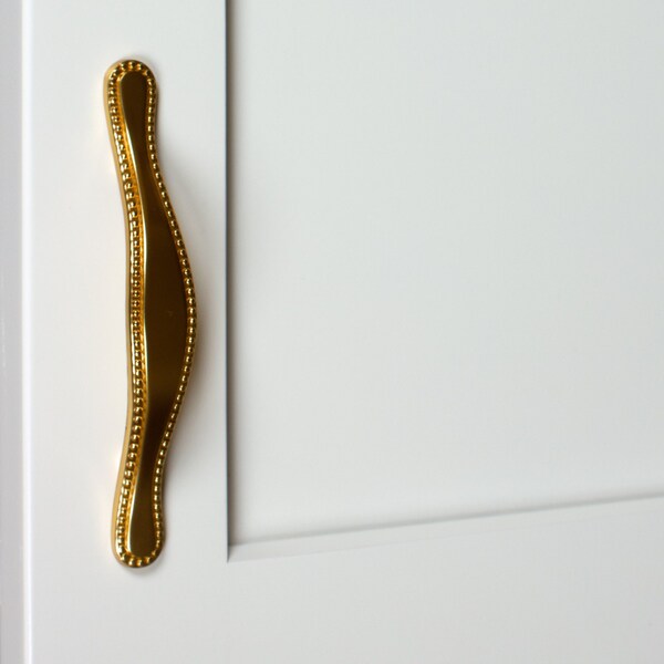 Gliderite Hardware 3 in. Center to Center Brass Gold Beaded Cabinet Pull - 4554-BG, 5PK - 4554-BG-5