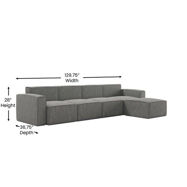 Flash Furniture Bridgetown Luxury Modular 5 Piece Sectional Sofa, Dark Gray - IS-IT2231-5PCSEC-DKGRY-GG