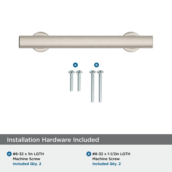 Amerock Everett 3-3/4 inch 96mm Center-to-Center Satin Nickel Cabinet Pull - BP37104G10