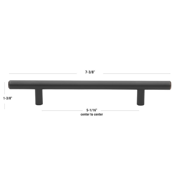 Gliderite Hardware 5-1/16 in. Center to Center Oil Rubbed Bronze Solid Steel Bar Pull - 5002-128-ORB, 5PK - 5002-128-ORB-5