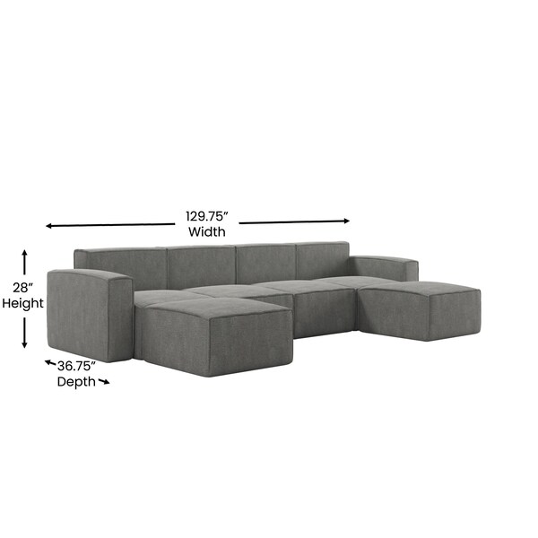 Flash Furniture Bridgetown Luxury Modular 6 Piece Sectional Sofa, Dark Gray - IS-IT2231-6PCSEC-DKGRY-GG