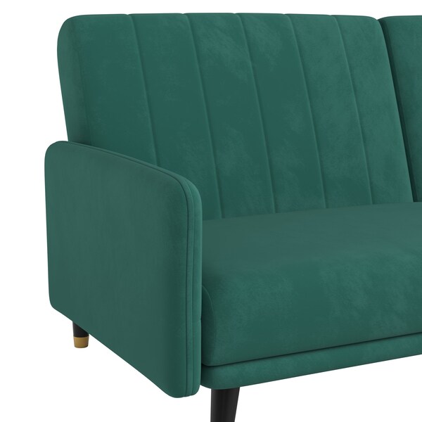 Flash Furniture Emerald Velvet Split Back Futon Sofa - Wooden Legs - HC-1044-GN-GG