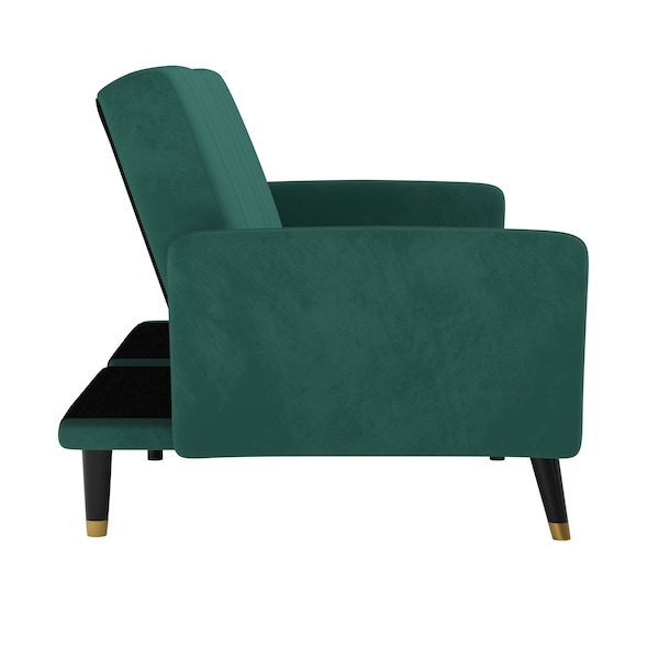 Flash Furniture Emerald Velvet Split Back Futon Sofa - Wooden Legs - HC-1044-GN-GG