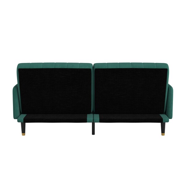 Flash Furniture Emerald Velvet Split Back Futon Sofa - Wooden Legs - HC-1044-GN-GG