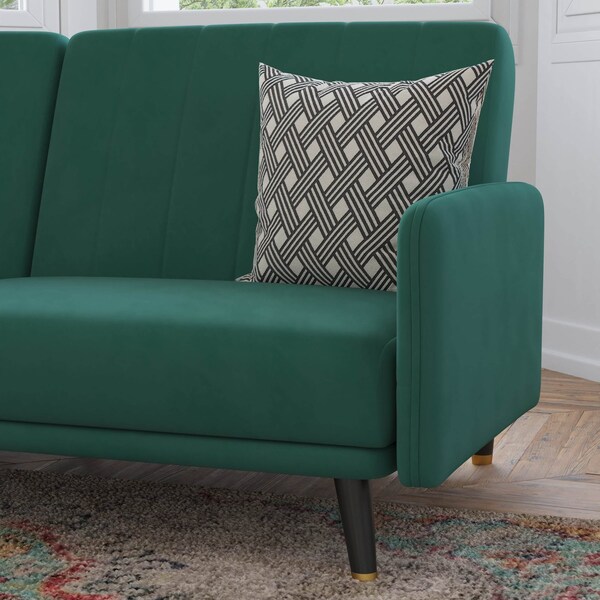 Flash Furniture Emerald Velvet Split Back Futon Sofa - Wooden Legs - HC-1044-GN-GG