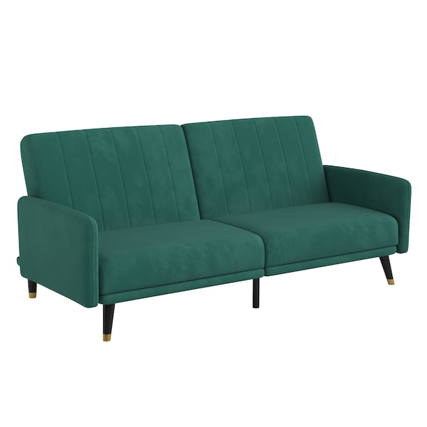 Flash Furniture Emerald Velvet Split Back Futon Sofa - Wooden Legs - HC-1044-GN-GG