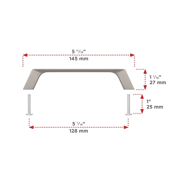 Richelieu 5 1/16 in (128 mm) Center-to-Center Brushed Nickel Contemporary Cabinet Pull - BP7348128195